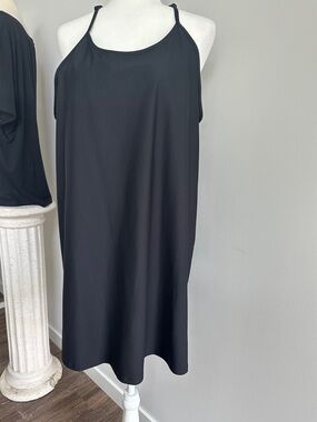Old Navy Active Razor Back Black Halter Midi Dress